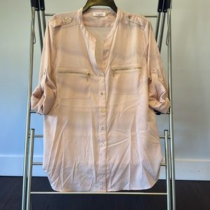 Calvin Klein pink roll up blouse